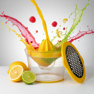 Presse-agrumes <span class=keywords><strong>manuel</strong></span> en plastique PP de qualité alimentaire 21oz 600ml, presse-citron, presse-tomate portable avec couvercles en acier inoxydable pour un usage domestique - Product Image 1