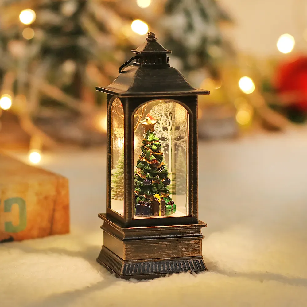 European Luminous Retro Wind Lamp Polyresin Water Spinner Lighting Lantern Ornaments Christmas Table Decorations Xmas Gifts