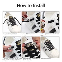 Nouveaux lacets de chaussures plats et souples en métal rond à pression, sans nœuds, pour baskets, en polyester durable