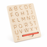 Tablero de Trazado del Alfabeto de Madera Personalizado Educativo de Marca Privada, Juguete Sensorial para Práctica de Escritura a Mano