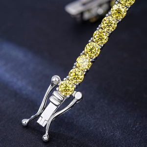 Bracelet tennis coloré en argent 925 plaqué rhodium avec moissanite jaune citron couleur D VVS, certifié GRA, pour homme et femme - Product Image 2