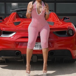 Mono corto de tiras con espalda descubierta y cordones, a rayas, superventas, nueva llegada, para mujer, a la moda - Product Image 4