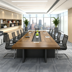 Ensemble de table et chaises de conférence modernes pour <span class=keywords><strong>12</strong></span> personnes, table de réunion de bureau, long bureau de salle de réunion en bois, mobilier de salle de réunion - Product Image 1