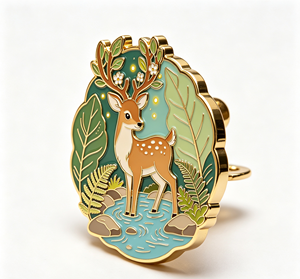 Custom Deer Lapel <b>Pin</b> Enamel Metal Brooch Silver Plated Round <b>Badge</b> for Clothing Gift Collection - Product Image 4