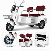 Tricycle Électrique Passager Double Siège Panier Avant Phare LED Porte-Bagages Arrière Jiangzi Shopping Famille Vente en Gros