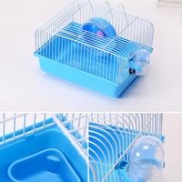 Vente directe fabricant : Cage à hamster portable en plastique, style dessin animé, à un étage, pour hamster doré, petite et carrée, facile à transporter