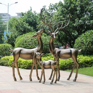 Sculpture de cerf Sika en cuivre pour décoration extérieure, sculpture de cerf en fibre de verre pour aménagement paysager, figurine de cerf Sika pour zoo - Product Image 1