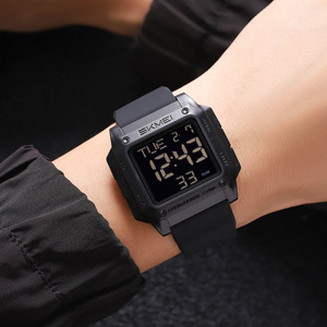 Skmei Digital Watch Men's 50M Waterproof Square Sports Watch With Light And Countdown Function Military Green Silicone Band - Product Image 3