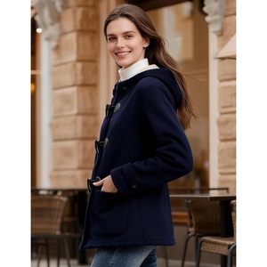 Veste d'hiver doublée en sherpa FOXA pour femme, sweat à capuche en polaire, manteau chaud à cordon, coupe-vent, manches longues - Product Image 3