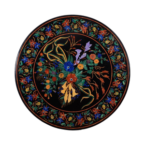 Table en pierres précieuses incrustées de luxe intemporel de style traditionnel meubles en pierre fabriqués à la main pour le salon à la maison - Product Image 1