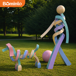 Set di Sculture Astratte in Acciaio Inox, Decorazione da Giardino Multicolore con Figure Intrecciate - Product Image 2