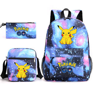 Nouveau design dessin animé mignon Poke Mon <span class=keywords><strong>Pikachu</strong></span> <span class=keywords><strong>cartable</strong></span> enfants sac à dos sac à bandoulière haute capacité porte-crayon fournitures scolaires - Product Image 4