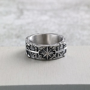 Anillo Vintage de Acero Inoxidable para Hombre, Diseño de Ancla de Barco Pirata con Acabado Desgastado, Estilo Retro Geométrico, Regalo de Joyería - Product Image 2