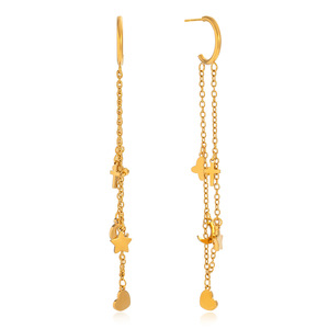 Butterfly Tassel Pendant Earrings With Star Moon Charms Stainless Steel Gift Jewelry - Product Image 5