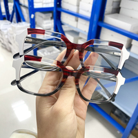 Monture de lunettes optiques carrées en acétate à motif uni, unisexe, tendance, verres en verre, monture complète, marque OEM, vente chaude