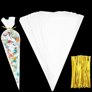 2024 trasparente BOPP Opp cono di plastica tubatura caramelle Sandwich sacchetto regalo triangolo cibo cioccolato dolce Popcorn sacchetto di imballaggio - Product Image 4