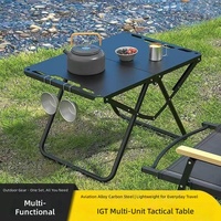 Table pliante d'extérieur style rétro, légère et portable, table de camping tactique multi-usage IGT, table à thé, mobilier d'extérieur