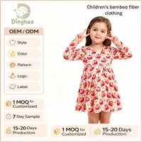Robe pour filles en viscose de bambou à imprimé citrouille d'automne DH OEM/ODM, manches courtes, coupe trapèze, pour Thanksgiving