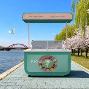 Chariot de service mobile en métal résistant à la rouille, de petite taille, en forme de hot-dog, pour la vente de crème glacée et de restauration rapide, avec machine à crème glacée molle. - Product Image 2