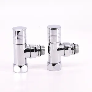 1/2" F*M Froged Brass TRV Angle Radiator Valve Round handle Chrome Plated hvac systems towel rail heating household