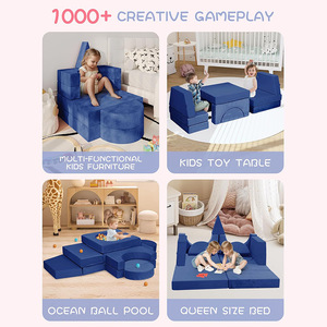 Canapé pour enfants, ensemble de 10 pièces à assembler, forme géométrique, tissu, mousse haute élasticité, structure de jeu intérieure unisexe - Product Image 5