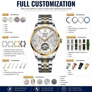 Factory Custom Logo Calendar Mechanical <b>Skeleton</b> <b>Watches</b> Stainless steel <b>Automatic</b> Men's <b>Watch</b> and Sapphire Crystal - Product Image 2