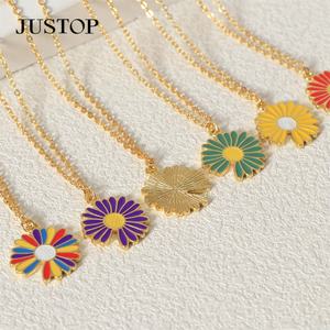 สร้อยคอระย้ารูปดอกเดซี่สไตล์คลาสสิกสำหรับผู้หญิงสร้อยคอทองเหลืองน่ารักสำหรับของขวัญครบรอบหมั้น - Product Image 2