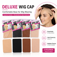 Bonnet de perruque respirant et extensible en maille de polyester, filet à cheveux élastique, doublure de perruque, lot de 2 pièces, protection pour perruques Lace Front, pour la maison et les salons de beauté