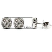 Boucles d'oreilles clous haut de gamme en or blanc 18 carats et platine, serties de diamants taille brillant, design classique, idéales pour fiançailles, mariage, fête ou cadeau.