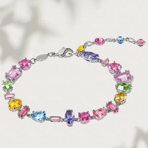 Venta caliente estilo europeo y americano <span class=keywords><strong>Magar</strong></span> Rainbow Candy Powder Jewelry Set para damas-Crystal-Shimmering Colorful Gift - Product Image 2