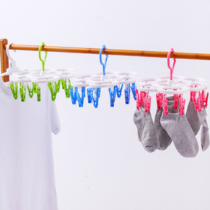 16-Clips Folding Clothes <b>dryer</b> <b>Hanger</b> Children Adults Clothes <b>Dryer</b> Windproof <b>Socks</b> Underwear Plastic Drying Rack Organizer - Product Image 3