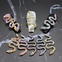 6 Ontwerp Nail Ingelegd Legering Snake Rose Goud Zilver Volledige Diamond 3D Nail Plakken Metalen Sieraden Diamant