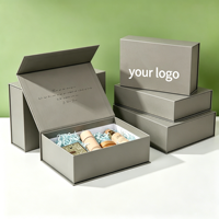 Caja de Regalo de Papel Rígido con Cierre Magnético Gris Mate con Logotipo Personalizado, Caja de Embalaje de Lujo para Cosméticos y Cuidado de la Piel con Impresión Interior