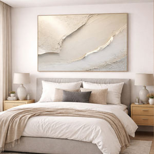 Arte Moderno, Cuadro Abstracto Minimalista Hecho a Mano, con Marco de Aluminio, Verde Claro y Blanco, para Hogar, Hotel, Oficina, Sala de Estar - Product Image 4