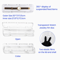 Boîte de rangement pour montres en plastique transparent 250x75x25mm, boîte de présentation pour les magasins de détail, collier, bracelet, cadeau