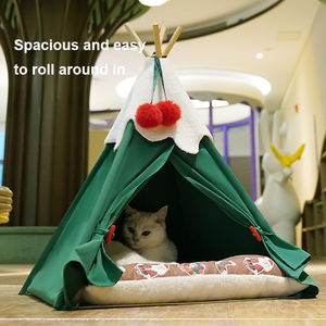 Cama <span class=keywords><strong>Tipi</strong></span> <span class=keywords><strong>para</strong></span> Mascotas de Tela de Algodón Plegable con Diseño Navideño, Tienda <span class=keywords><strong>Tipi</strong></span> <span class=keywords><strong>para</strong></span> Mascotas de Interior, <span class=keywords><strong>Casa</strong></span> Semicerrada Cálida <span class=keywords><strong>para</strong></span> Invierno - Product Image 2