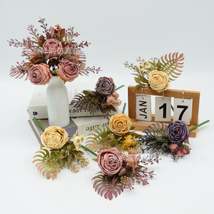 Bouquet de roses artificielles Dongchen Crafts, 10cm-30cm, arrangement de fleurs en soie pour décoration de mariage - Product Image 4
