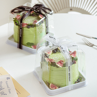 Couvercles de boîtes carrées personnalisées de qualité alimentaire en plastique transparent pour emballage de desserts, gâteaux, muffins, crêpes, desserts, boulangerie, transporteurs de gâteaux de 5 pouces