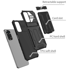 Pour <span class=keywords><strong>Redmi</strong></span> <span class=keywords><strong>Note</strong></span> 11 4G <span class=keywords><strong>11S</strong></span> SE Note11 Pro Plus couverture arrière glissière porte-carte rétractable béquille <span class=keywords><strong>Coque</strong></span> pour Xiaomi <span class=keywords><strong>coque</strong></span> de téléphone - Product Image 2