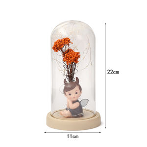 母亲情节情人节圣诞礼物干花玻璃圆顶带底座带灯 - Product Image 2