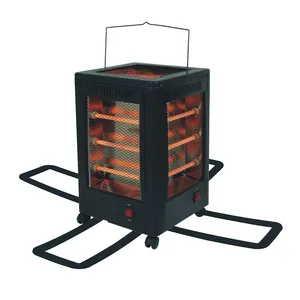 Black color high power CB certificate approve 2800W five faces electric quartz heater with wheels