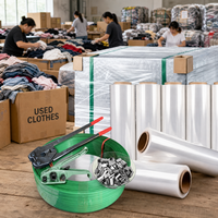 Kit de compression textile d'occasion YISHI avec cerclage PET, scelleuse et rouleau de film étirable pour balles d'exportation