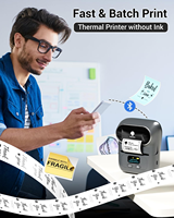 Imprimante d'étiquettes Phomemo M110, étiquettes d'adresse, codes-barres, photos, logos, entreprise, maison, imprimante d'étiquettes Bluetooth, téléphone, USB, PC avec 1 rouleau d'étiquettes