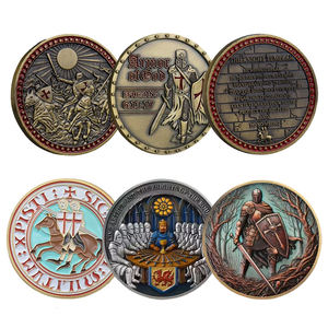 Moneda Conmemorativa Personalizada <span class=keywords><strong>de</strong></span> Caballero Medieval con Relieve <span class=keywords><strong>de</strong></span> Cruzado, Moneda <span class=keywords><strong>de</strong></span> Recuerdo <span class=keywords><strong>de</strong></span> Doble Cara, Fábrica Física Desde 2004 - Product Image 1