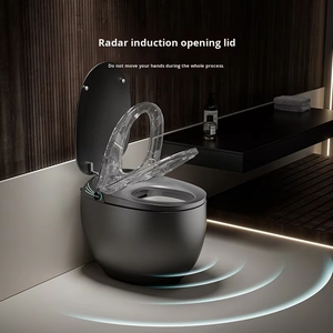WC intelligent avec bidet intégré, version haut de gamme, design rond gris Watermark, double chasse, sanitaires, cuvette de WC à fixation au sol avec siphon en S - Product Image 3