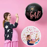 1 ensemble de ballons géants en latex noir de 36 pouces pour garçon ou fille, avec confettis bleus et roses, pour fête de révélation du sexe du bébé, décorations de fête