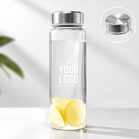 Bouteille d'eau Tritan de qualité alimentaire 500 ml avec couvercle en acier inoxydable, lavable au lave-vaisselle, réutilisable pour le bureau et les voyages