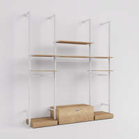 Étagère murale pour salon de beauté moderne, en bois et métal, personnalisable, facile à assembler, pour les soins de la peau et le maquillage
