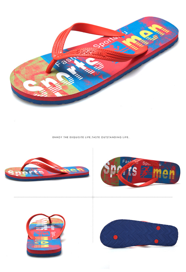 Custom Printing Rubber PE Filp Flops Two-color Monogram Print Flipflops Men Wholesale