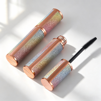 Tube de mascara vide rond arc-en-ciel en gros, emballage cosmétique or rose pour mascara de marque privée